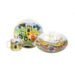 Gyermek porcelán étkészlet Építők